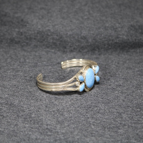 vintage handmade 925  sterling silver native turquoise Bracelet cuff - Picture 5 of 9